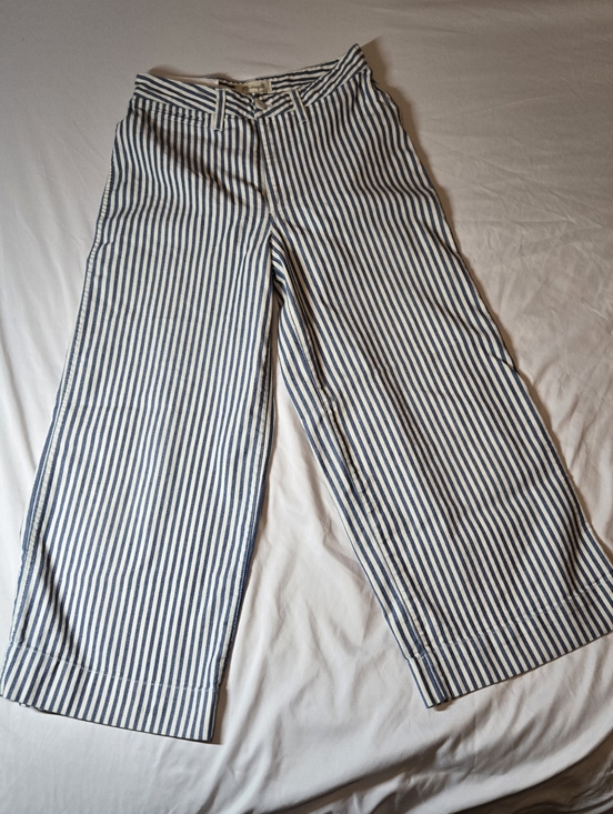 Madewell Pants - Madewell Emmett Wide-Leg Crop Pants Railroad Stripe Blue & White 27x24